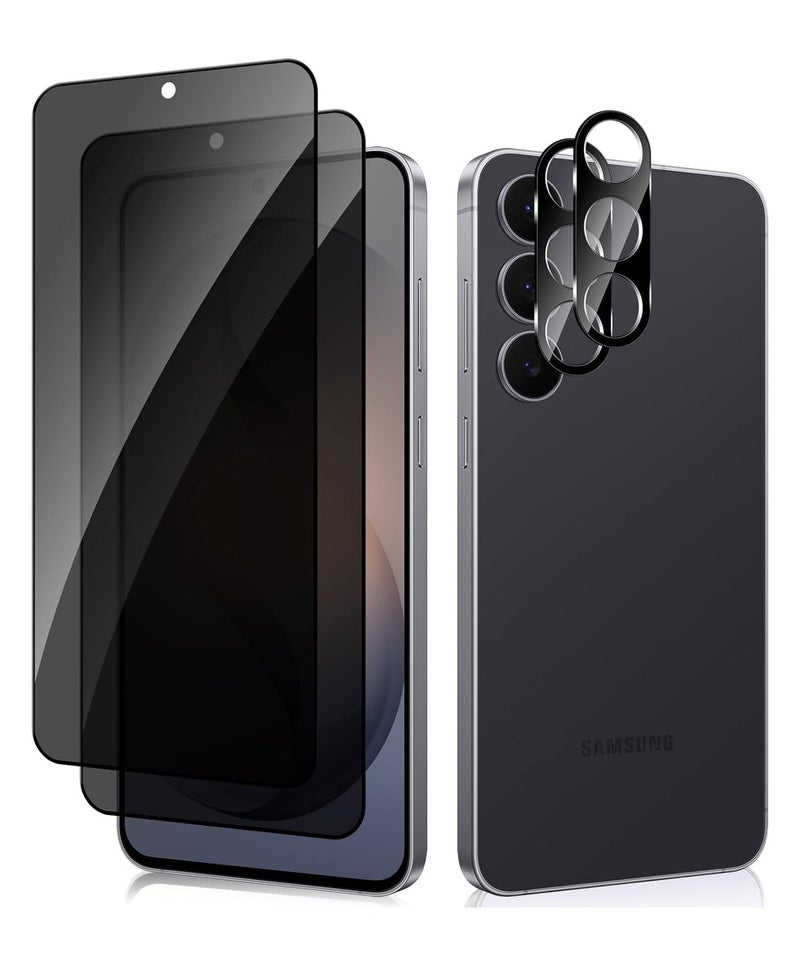 BORTONY Samsung Galaxy S26 Plus 5G Privacy Tempered Glass Anti-Spy Ultra Clear Glass 2-Pack + 2-Pack Camera Lens Protector For Galaxy S26 Plus Bubble-Free Fingerprint Support Glass For Samsung Galaxy S26 Plus - Image 1